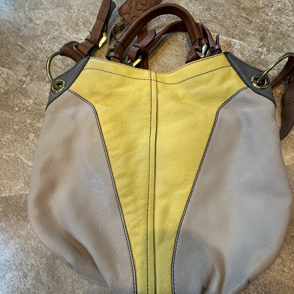 OrYany Handbag Victoria Dove Colorblock Pebble Grain Leather Bag Crossbody Hobo - Picture 3 of 16